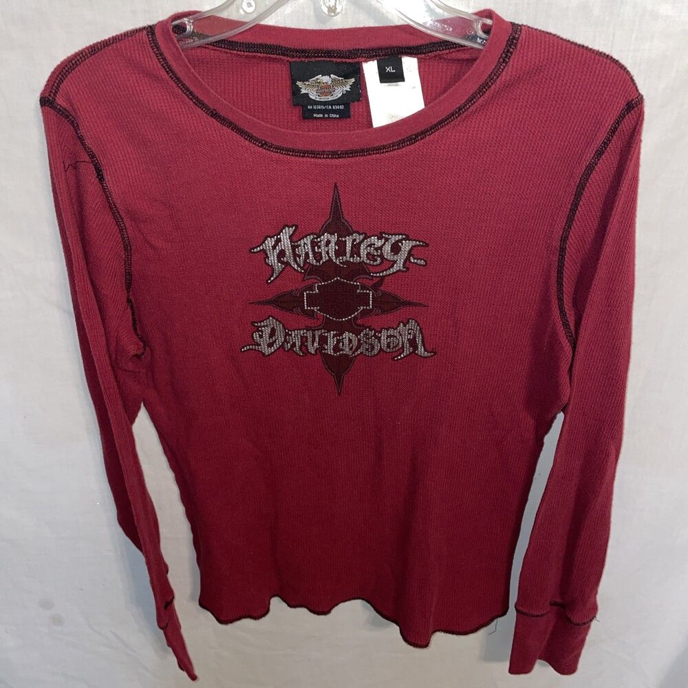 Harley Davidson Women’s Casual Shirt Size XL Red Going Out Party Motorcycle